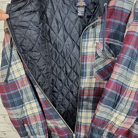 Dickies Jacket Mens XL Plaid Hooded Quilted Lining Zip Up Work Jacket - Picture 7 of 11